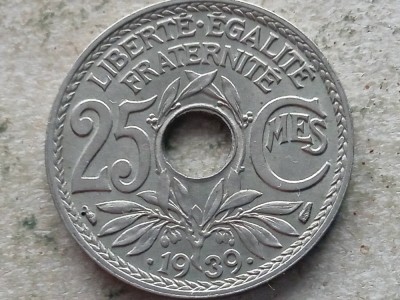 FRANTA-25 CENTIMES 1939 foto