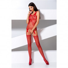 Bodystocking Passion Crotchless, Sexy Back, Rosu, S-L