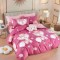 Lenjerie pat single,bumbac finet,4 piese,cearceaf normal,roz cu pisicute-A946