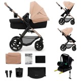Carucior multifunctional Kinderkraft Moov 2 4in1 EVA, Sand Beige, cu Scaun Auto Mink Pro i-Size inclus