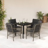 vidaXL Set mobilier de grădină cu perne, 5 piese, gri, poliratan