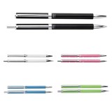 Set pix si creion mecanic, 0.5 mm, ornamente argintii, mina tip Parker, diverse culori - Verde, Daco