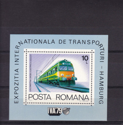 ROMANIA 1979 LP 1001 EXPOZITIA INTERNATIONALA TRANSPORTURI HAMBURG COLITA MNH foto