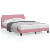 Cadru de pat cu tablie, roz, 120x200 cm, catifea GartenMobel Dekor, vidaXL