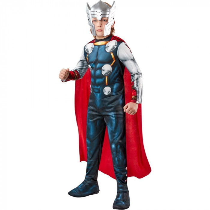 Costum Thor cu muschi - Avengers pentru baieti 130 - 150 cm 8-10 ani