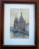 T.080 TABLOU ACUARELA BISERICA SANKT PETERSBURG SEMNAT HARITONOV 95