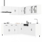Set dulap de bucătărie din 11 piese &bdquo;Kalmar&rdquo; Lemn prelucrat alb
