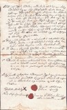 A3052N Zălogire de păm&acirc;nturi contra unul &icirc;mprumut de florini renani, 1829, Maramureș, cu sigilii &icirc;n ceară roșie, act &icirc;n limba maghiară