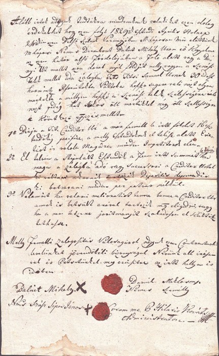 A3052N Zălogire de păm&acirc;nturi contra unul &icirc;mprumut de florini renani, 1829, Maramureș, cu sigilii &icirc;n ceară roșie, act &icirc;n limba maghiară