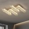 Lustra LED cu telecomanda si cristal PRISCILA 80W, 4 Elemente, Liniara, lumina Rece/Calda/Neutra, Dimabila, Crom Lucios ModernLight Concept