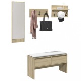 VidaXL Set mobilier pentru hol, 4 piese, stejar sonoma, lemn prelucrat