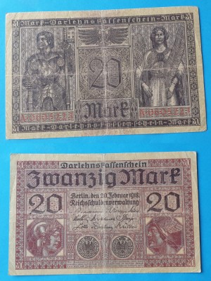 Bancnota veche - Germania 20 Mark 1918 - circulata in stare buna foto