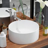 Cumpara ieftin Chiuvetă de baie din ceramică, rotundă, 40 x 15 cm, alb