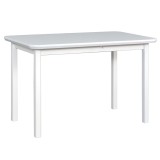 Masa extensibila lemn masiv, living si bucatarie, DM4 Maxima, blat MDF Furniruit, colturi rotunjite, 6 persoane, 120-150x70x76 cm, alb