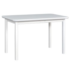 Masa extensibila lemn masiv, living si bucatarie, DM4 Maxima, blat MDF Furniruit, colturi rotunjite, 6 persoane, 120-150x70x76 cm, alb