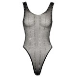 Neglijeuri - Cottelli Fantezie Body din Plasa Fina cu Strasuri Stralucitore Model cu Dungi Verticale Small-Large