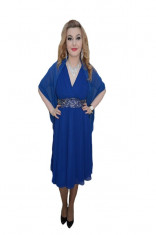 Rochie deosebita, nuanta de albastru, design interesant in talie foto