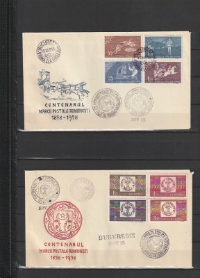 RO - FDC - CENTENARUL MARCII POSTALE ROMANESTI DANT ( LP 463 ) 1958 ( 2 DIN 2 ) foto