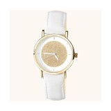 Ceas Yves Rocher alb - auriu, Analog, Piele - imitatie, Quartz