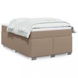 VidaXL Pat box spring cu saltea, cappuccino, 120x190cm piele ecologică