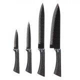 Set Cuțite, 4Buc, Lamă Oțel Inoxidabil, M&acirc;ner Ergonomic, Negru Argintiu, Oem