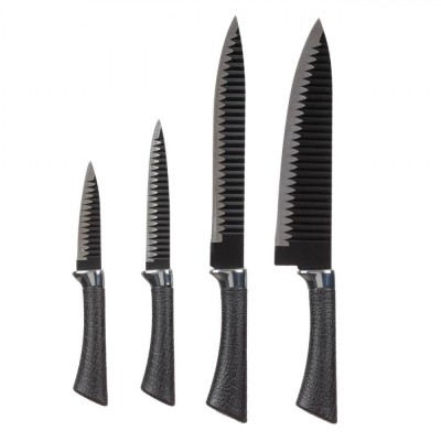 Set Cuțite, 4Buc, Lamă Oțel Inoxidabil, M&amp;acirc;ner Ergonomic, Negru Argintiu foto