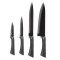Set Cuțite, 4Buc, Lamă Oțel Inoxidabil, M&acirc;ner Ergonomic, Negru Argintiu