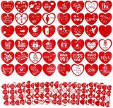 Set de 144 autocolante in forma de inima Qpout, hartie, rosu, 19 x 13 cm