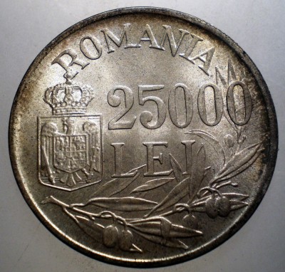 R.171 ROMANIA MIHAI I 25000 LEI 1946 XF/AUNC foto
