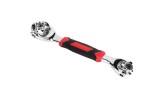 Cheie universala 8-19 mm, capete rotative, otel si plastic, 25 cm, maner cauciucat, argintiu/negru