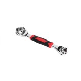 Cheie universala 8-19 mm, capete rotative, otel si plastic, 25 cm, maner cauciucat, argintiu/negru
