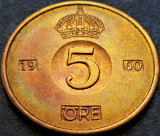 Moneda 5 ORE - SUEDIA, anul 1960 * cod 4355 B, Europa