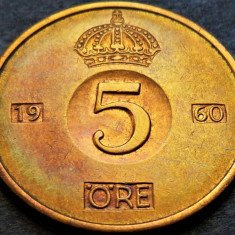 Moneda 5 ORE - SUEDIA, anul 1960 * cod 4355 B