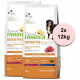 TRAINER Natural SENSITIVE No Gluten Adult Medium / Maxi Lamb 2 x 12 kg, TRAINER - NOVA FOODS