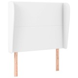 Cumpara ieftin Tablie de pat cu aripioare, alb, 93x23x118/128 cm, piele eco