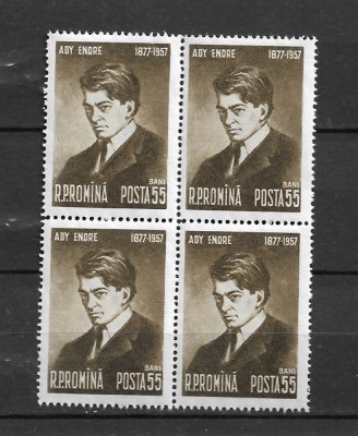 ROMANIA 1957 - 80 DE ANI DE LA NASTEREA LUI ADY ENDRE, BLOC , MNH - LP 446 foto