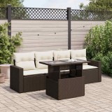 VidaXL Set canapele de grădină cu perne, 5 piese, maro, poliratan