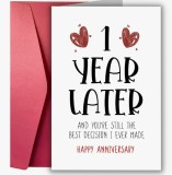 Felicitare aniversara pentru 1 an de relatie , limba engleza, cu plic rosu (12x16 cm), SaraTremo