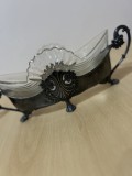Piesă de colecție elegantă, bombonieră metal argintat vintage