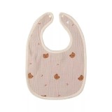 Baveta in Forma de U, Cyrax, din Bumbac, pentru Copii 0-12 Luni, Rezistenta la Apa, cu Capse, Model cu Ursuleti, 21x30 cm, Bej