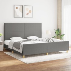 vidaXL Cadru de pat fără saltea, gri &icirc;nchis, 200x200 cm, textil