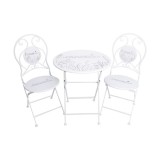 Cumpara ieftin Set mobilier gradina masa, 2 scaune fier alb negru 60 x 70 cm, 38 x 38 x 93 cm