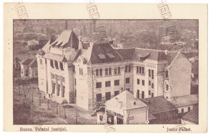 852 - BUZAU, Justice Palace, Romania - old postcard, CENSOR - used - 1917