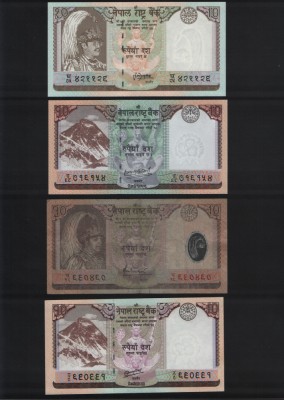 Set Nepal 4 x 10 rupees diferite foto