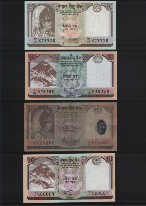 Set Nepal 4 x 10 rupees diferite