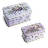 Cumpara ieftin Set 2 cutii depozitare metal multicolor Lavanda 15,5 x 10 x 8 H, 13 x 8 x 6,5 H