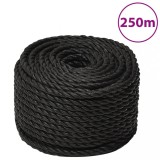 VidaXL Fr&acirc;nghie de lucru, negru, 12 mm, 250 m, polipropilenă
