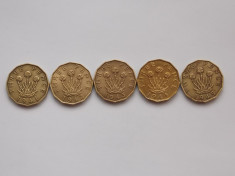 LOR 5 MONEDE 3 PENCE GBR-1941,1942,1943,1944,1945 foto