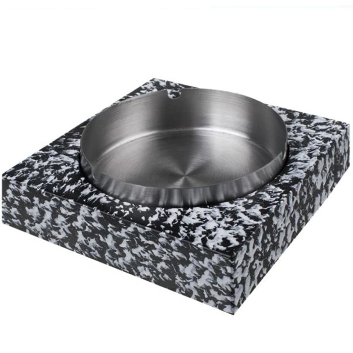 Scrumiera Moderna 2 in 1 Pufo Elegant- Piatra si Metal, Combinatie Eleganta pentru Interior, Exterior, Terasa sau Birou