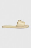 Tory Burch slapi de piele 79985-200 femei, culoarea bej, Double T Sport Slide